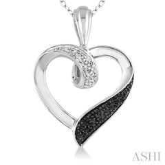 1/8 Ctw White and Black Diamond Heart Shape Pendant in Sterling Silver with Chain 1/8 Ctw White and Black Diamond Heart Shape Pendant in Sterling Silver with Chain