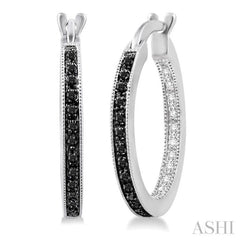 1/3 Ctw White and Black Diamond Hoop Earrings in Sterling Silver 1/3 Ctw White and Black Diamond Hoop Earrings in Sterling Silver