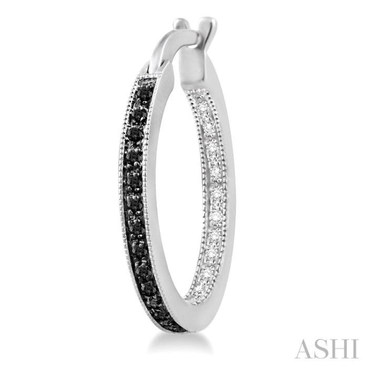 1/3 Ctw White and Black Diamond Hoop Earrings in Sterling Silver 1/3 Ctw White and Black Diamond Hoop Earrings in Sterling Silver