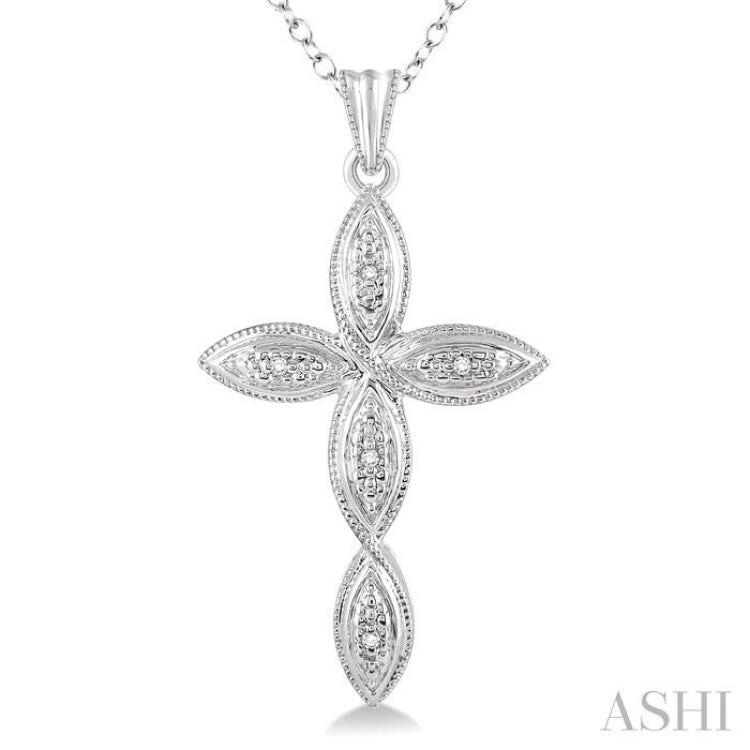 1/50 Ctw Round Cut Diamond Infinity Cross Pendant in Sterling Silver with Chain 1/50 Ctw Round Cut Diamond Infinity Cross Pendant in Sterling Silver with Chain