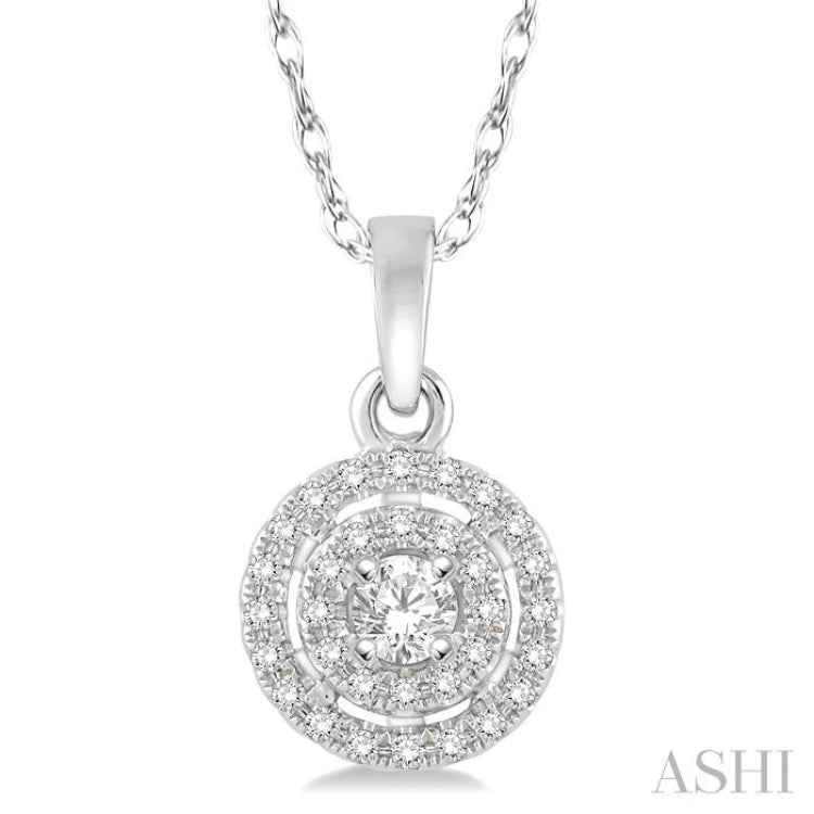1/5 Ctw Round Cut Diamond Fashion Pendant in 14K White Gold with Chain 1/5 Ctw Round Cut Diamond Fashion Pendant in 14K White Gold with Chain