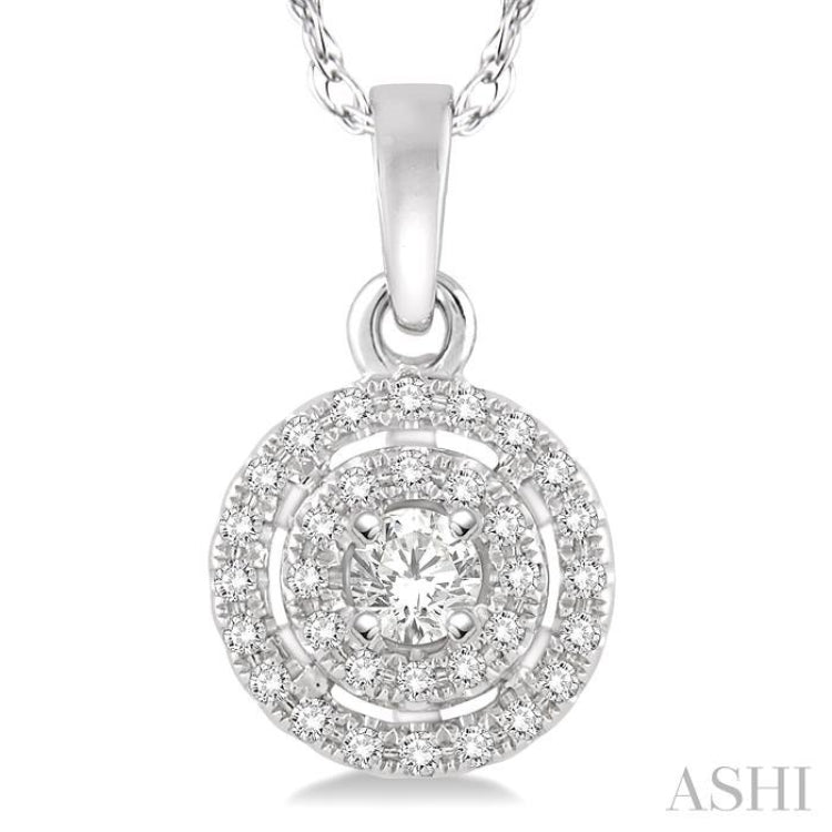 1/5 Ctw Round Cut Diamond Fashion Pendant in 14K White Gold with Chain 1/5 Ctw Round Cut Diamond Fashion Pendant in 14K White Gold with Chain