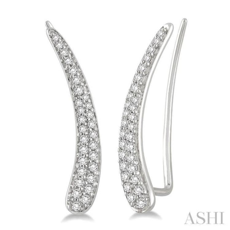 1/2 Ctw Round Cut Diamond Bar Climbers Earrings in 14K White Gold 1/2 Ctw Round Cut Diamond Bar Climbers Earrings in 14K White Gold