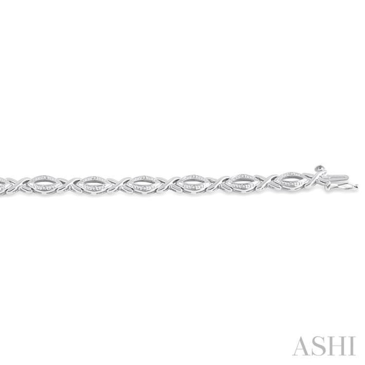 1/10 ctw Round Cut Diamond Swirl bracelet in Sterling Silver 1/10 ctw Round Cut Diamond Swirl bracelet in Sterling Silver