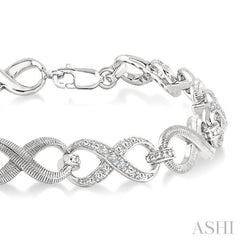 1/10 Ctw Round Cut Diamond Swirl bracelet in Sterling Silver 1/10 Ctw Round Cut Diamond Swirl bracelet in Sterling Silver
