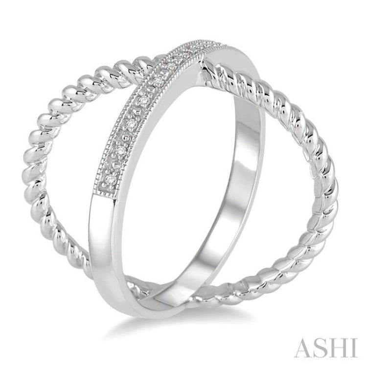 1/20 Ctw Round Cut Diamond 'X' Ring in Sterling Silver 1/20 Ctw Round Cut Diamond 'X' Ring in Sterling Silver