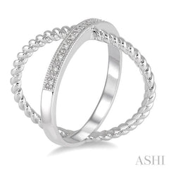 1/20 Ctw Round Cut Diamond 'X' Ring in Sterling Silver 1/20 Ctw Round Cut Diamond 'X' Ring in Sterling Silver