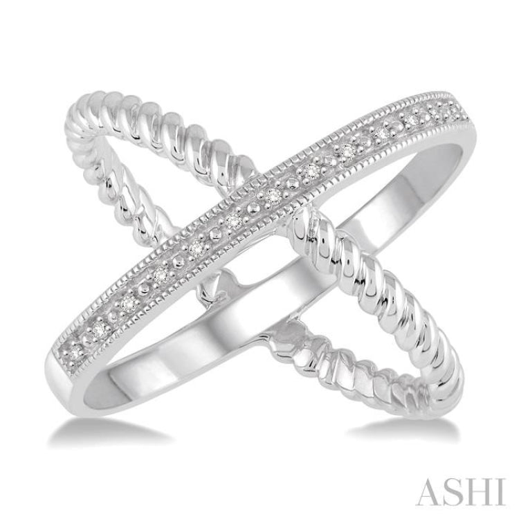 1/20 Ctw Round Cut Diamond 'X' Ring in Sterling Silver 1/20 Ctw Round Cut Diamond 'X' Ring in Sterling Silver