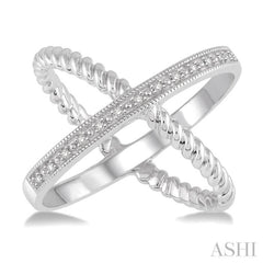 1/20 Ctw Round Cut Diamond 'X' Ring in Sterling Silver 1/20 Ctw Round Cut Diamond 'X' Ring in Sterling Silver