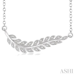 1/10 Ctw Round Cut Diamond Leaf Pendant in Sterling Silver with Chain 1/10 Ctw Round Cut Diamond Leaf Pendant in Sterling Silver with Chain