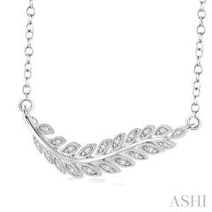 1/10 Ctw Round Cut Diamond Leaf Pendant in Sterling Silver with Chain 1/10 Ctw Round Cut Diamond Leaf Pendant in Sterling Silver with Chain