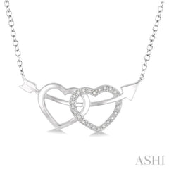 1/20 Ctw Round Cut Diamond Twin Heart Pendant in Sterling Silver with Chain 1/20 Ctw Round Cut Diamond Twin Heart Pendant in Sterling Silver with Chain