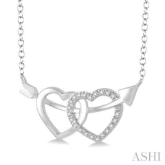 1/20 Ctw Round Cut Diamond Twin Heart Pendant in Sterling Silver with Chain 1/20 Ctw Round Cut Diamond Twin Heart Pendant in Sterling Silver with Chain