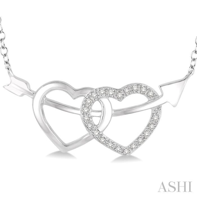 1/20 Ctw Round Cut Diamond Twin Heart Pendant in Sterling Silver with Chain 1/20 Ctw Round Cut Diamond Twin Heart Pendant in Sterling Silver with Chain