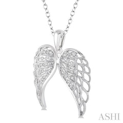1/10 Ctw Round Cut Diamond Angel Wing Pendant in Sterling Silver with Chain 1/10 Ctw Round Cut Diamond Angel Wing Pendant in Sterling Silver with Chain