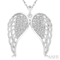 1/10 Ctw Round Cut Diamond Angel Wing Pendant in Sterling Silver with Chain 1/10 Ctw Round Cut Diamond Angel Wing Pendant in Sterling Silver with Chain