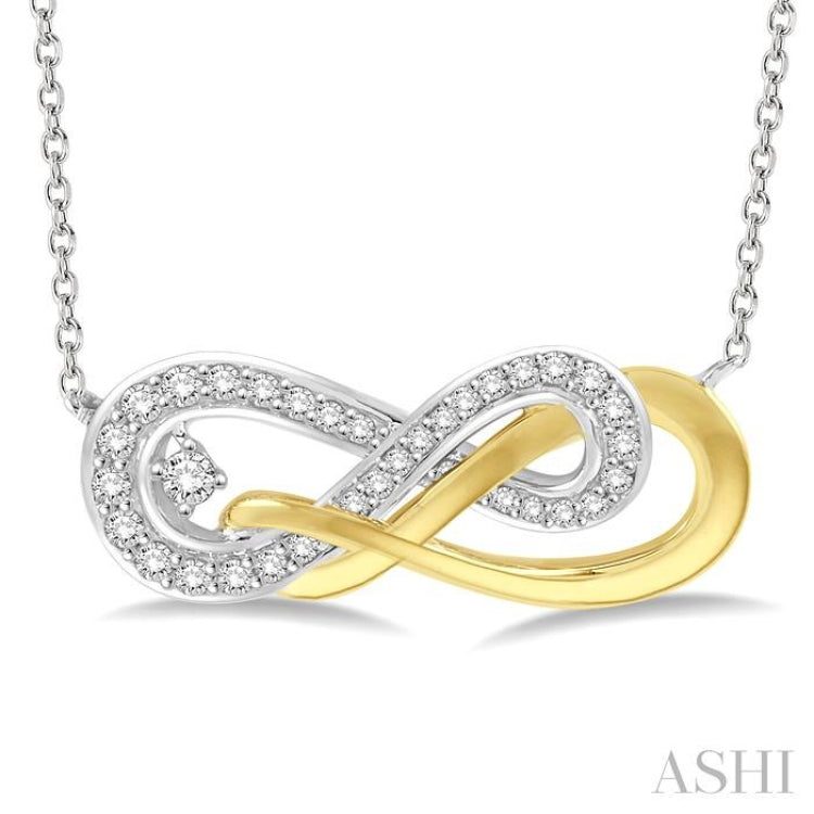 1/5 Ctw Round Cut Diamond Infinity Necklace in 14K White and Yellow Gold 1/5 Ctw Round Cut Diamond Infinity Necklace in 14K White and Yellow Gold