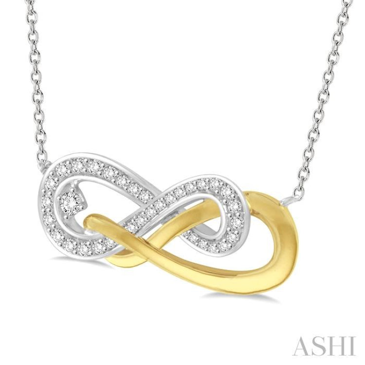 1/5 Ctw Round Cut Diamond Infinity Necklace in 14K White and Yellow Gold 1/5 Ctw Round Cut Diamond Infinity Necklace in 14K White and Yellow Gold