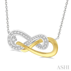 1/5 Ctw Round Cut Diamond Infinity Necklace in 14K White and Yellow Gold 1/5 Ctw Round Cut Diamond Infinity Necklace in 14K White and Yellow Gold