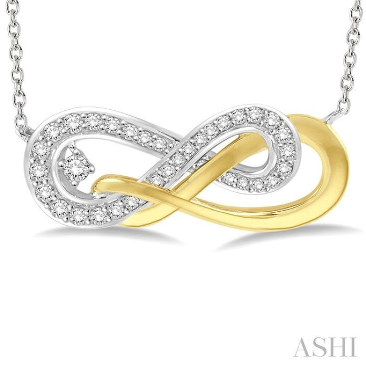 1/5 Ctw Round Cut Diamond Infinity Necklace in 14K White and Yellow Gold 1/5 Ctw Round Cut Diamond Infinity Necklace in 14K White and Yellow Gold