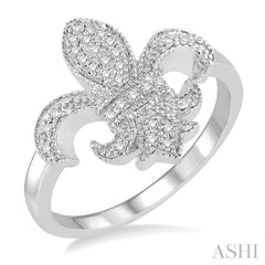 1/6 Ctw Round Cut Diamond Fleur De Lis Ring in 10K White Gold 1/6 Ctw Round Cut Diamond Fleur De Lis Ring in 10K White Gold