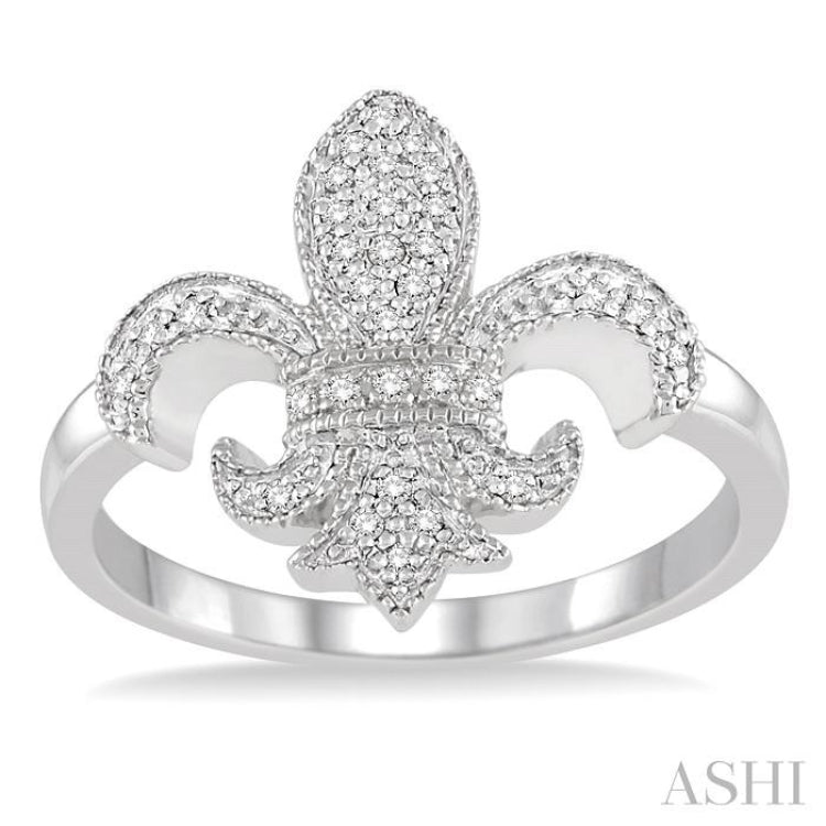 1/6 Ctw Round Cut Diamond Fleur De Lis Ring in 10K White Gold 1/6 Ctw Round Cut Diamond Fleur De Lis Ring in 10K White Gold