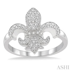 1/6 Ctw Round Cut Diamond Fleur De Lis Ring in 10K White Gold 1/6 Ctw Round Cut Diamond Fleur De Lis Ring in 10K White Gold