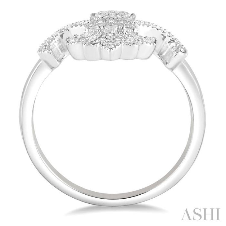 1/6 Ctw Round Cut Diamond Fleur De Lis Ring in 10K White Gold 1/6 Ctw Round Cut Diamond Fleur De Lis Ring in 10K White Gold