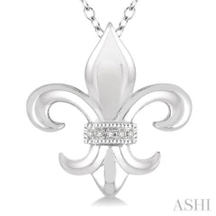 1/50 Ctw Round Cut Diamond Fleur De Lis Pendant in Sterling Silver with Chain 1/50 Ctw Round Cut Diamond Fleur De Lis Pendant in Sterling Silver with Chain