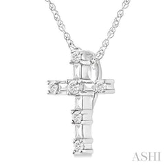 1/20 Ctw Round Cut Diamond Cross Pendant in 10K White Gold with Chain 1/20 Ctw Round Cut Diamond Cross Pendant in 10K White Gold with Chain