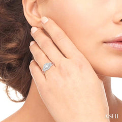 3/4 ctw Diamond Engagement Ring with 1/2 ct Round Cut Center Stone in 14K Rose and White Gold 3/4 ctw Diamond Engagement Ring with 1/2 ct Round Cut Center Stone in 14K Rose and White Gold