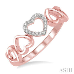 1/20 Ctw Hearty Affair Round Cut Diamond Ladies Ring in 10K Rose Gold 1/20 Ctw Hearty Affair Round Cut Diamond Ladies Ring in 10K Rose Gold