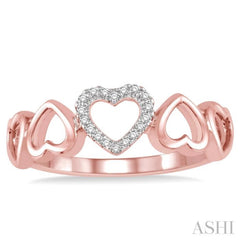 1/20 Ctw Hearty Affair Round Cut Diamond Ladies Ring in 10K Rose Gold 1/20 Ctw Hearty Affair Round Cut Diamond Ladies Ring in 10K Rose Gold