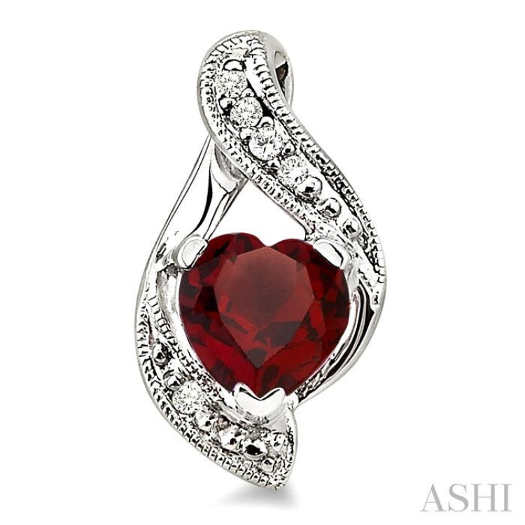 6x6 MM Heart Shape Garnet and 1/20 ctw Single Cut Diamond Earrings in Sterling Silver 6x6 MM Heart Shape Garnet and 1/20 ctw Single Cut Diamond Earrings in Sterling Silver