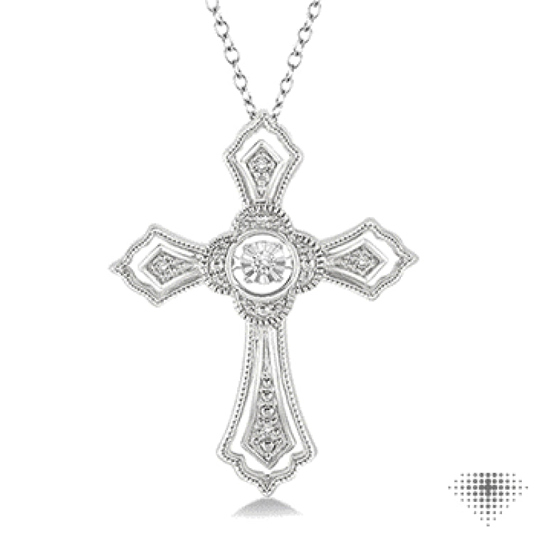 1/20 Ctw Cross Charm Round Cut Diamond Emotion Pendant With Cable Chain in Sterling Silver 1/20 Ctw Cross Charm Round Cut Diamond Emotion Pendant With Cable Chain in Sterling Silver