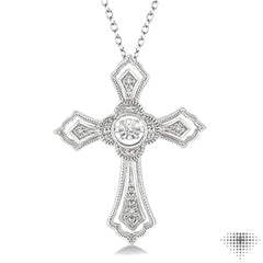 1/20 Ctw Cross Charm Round Cut Diamond Emotion Pendant With Cable Chain in Sterling Silver 1/20 Ctw Cross Charm Round Cut Diamond Emotion Pendant With Cable Chain in Sterling Silver