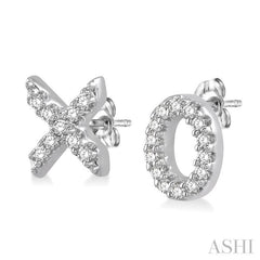 1/10 Ctw 'XO' Hugs and Kisses Petite Round Cut Diamond Earrings in 10K White Gold 1/10 Ctw 'XO' Hugs and Kisses Petite Round Cut Diamond Earrings in 10K White Gold