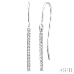 1/10 ctw Hanging Straight Bar Round Cut Diamond Petite Earrings in 10K White Gold 1/10 ctw Hanging Straight Bar Round Cut Diamond Petite Earrings in 10K White Gold