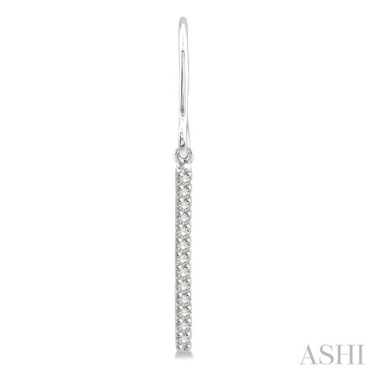 1/10 ctw Hanging Straight Bar Round Cut Diamond Petite Earrings in 10K White Gold 1/10 ctw Hanging Straight Bar Round Cut Diamond Petite Earrings in 10K White Gold