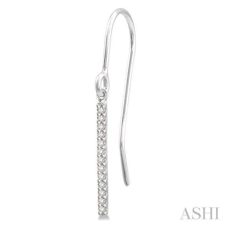 1/10 ctw Hanging Straight Bar Round Cut Diamond Petite Earrings in 10K White Gold 1/10 ctw Hanging Straight Bar Round Cut Diamond Petite Earrings in 10K White Gold