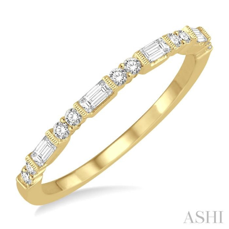 1/3 Ctw Baguette and Round Cut Diamond Wedding Band in 14K Yellow Gold 1/3 Ctw Baguette and Round Cut Diamond Wedding Band in 14K Yellow Gold