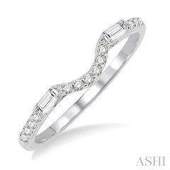 1/4 Ctw Round and Baguette Diamond Wedding Band in 14K White Gold 1/4 Ctw Round and Baguette Diamond Wedding Band in 14K White Gold