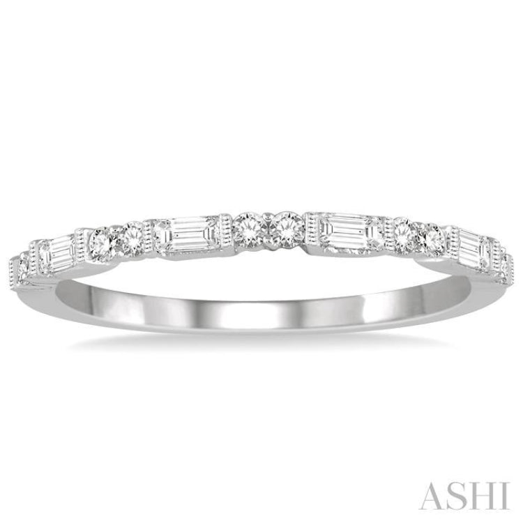 1/3 Ctw Baguette and Round Cut Diamond Wedding Band in 14K White Gold 1/3 Ctw Baguette and Round Cut Diamond Wedding Band in 14K White Gold