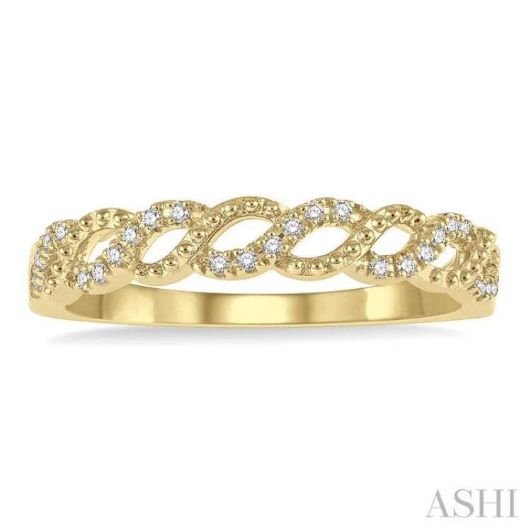 1/10 ctw Entwined Round Cut Diamond Stack Band in 14K Yellow Gold 1/10 ctw Entwined Round Cut Diamond Stack Band in 14K Yellow Gold