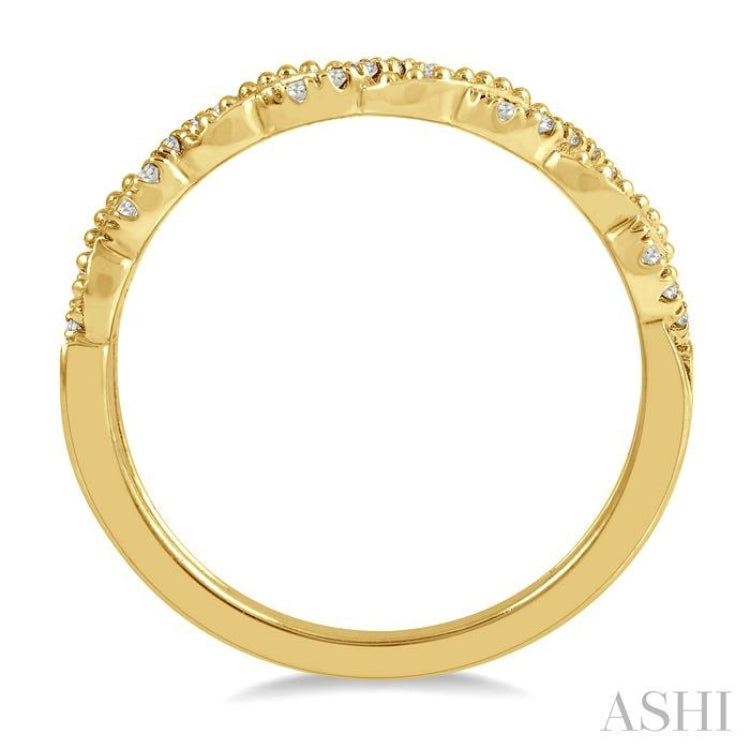 1/10 ctw Entwined Round Cut Diamond Stack Band in 14K Yellow Gold 1/10 ctw Entwined Round Cut Diamond Stack Band in 14K Yellow Gold