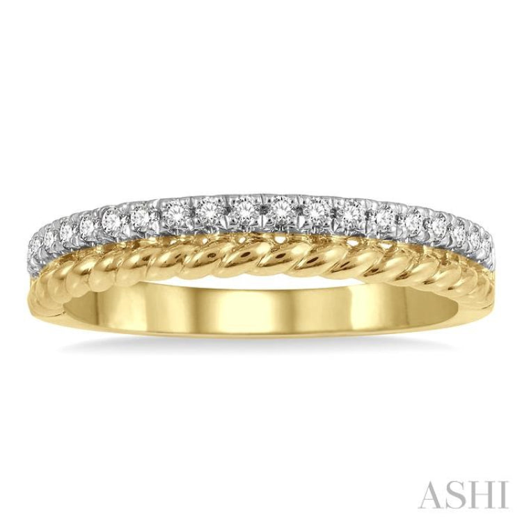 1/5 Ctw Rope Bead and Round Cut Diamond Wedding Band in 14K Yellow Gold 1/5 Ctw Rope Bead and Round Cut Diamond Wedding Band in 14K Yellow Gold