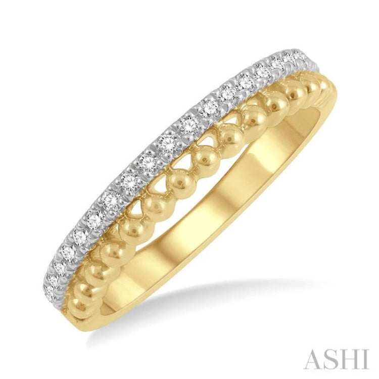 1/5 Ctw Ball Bead and Round Cut Diamond Wedding Band in 14K Yellow Gold 1/5 Ctw Ball Bead and Round Cut Diamond Wedding Band in 14K Yellow Gold