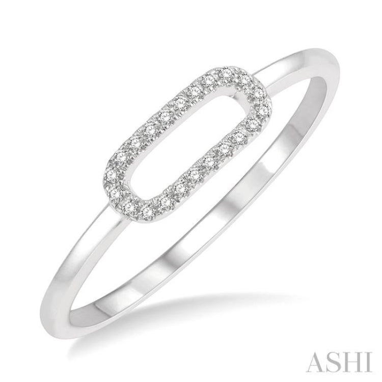 1/20 ctw Paperclip Link Round Cut Diamond Fashion Ring in 10K White Gold 1/20 ctw Paperclip Link Round Cut Diamond Fashion Ring in 10K White Gold