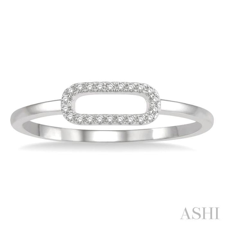 1/20 ctw Paperclip Link Round Cut Diamond Fashion Ring in 10K White Gold 1/20 ctw Paperclip Link Round Cut Diamond Fashion Ring in 10K White Gold