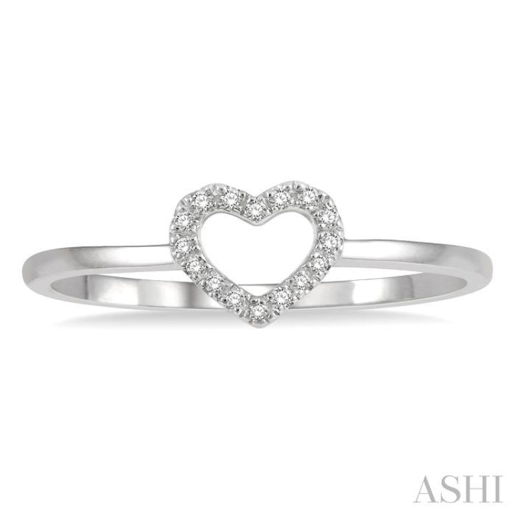 1/20 ctw Heart Charm Round Cut Diamond Ladies Ring in 10K White Gold 1/20 ctw Heart Charm Round Cut Diamond Ladies Ring in 10K White Gold